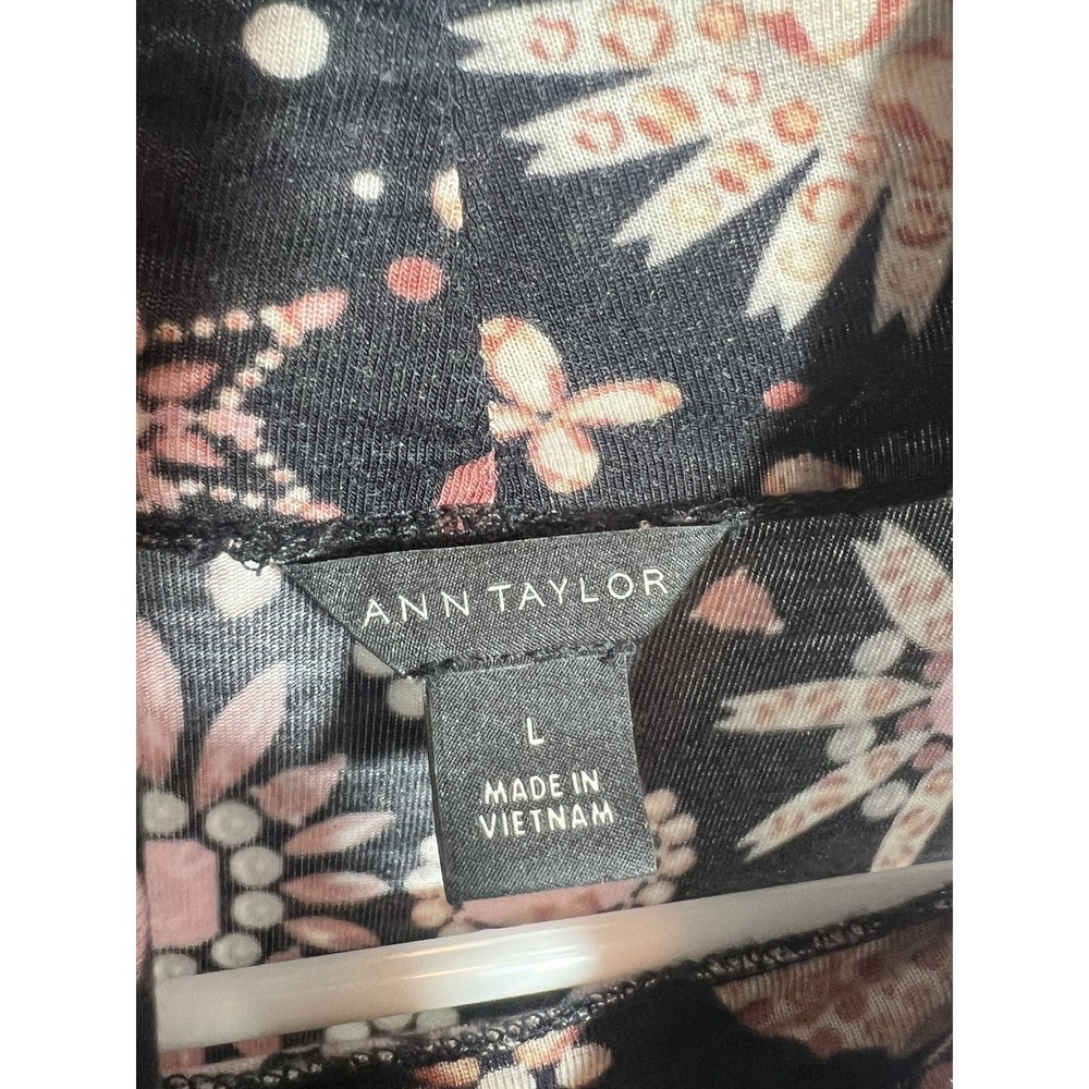 Ann Taylor Women's Black Celestial Print Mock Neck Long Sleeve Top Size L - Picture 3 of 5